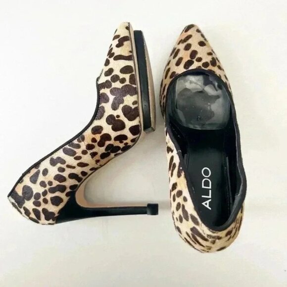 Aldo Leopard Print High Heel Pumps Pointed Toe Platform Brown Tan Size 7.5 - Picture 13 of 16